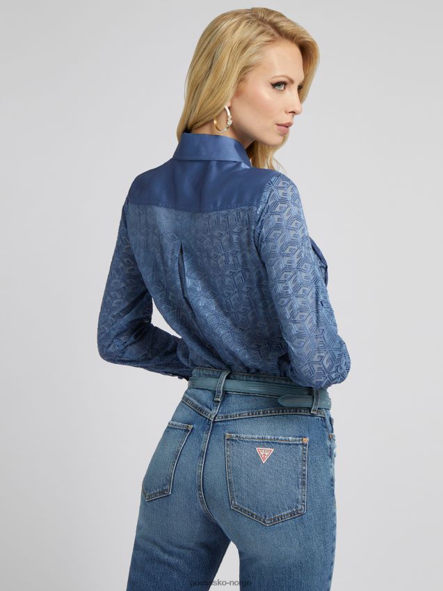 Guess lyseblå skjorte med g-kubetrykk lyse blå unisex F0LJ802796