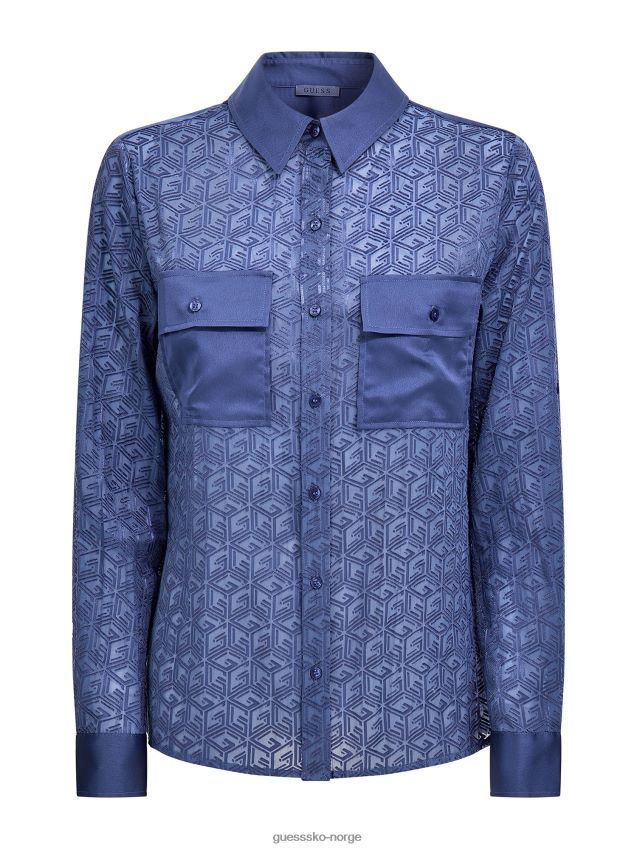 Guess lyseblå skjorte med g-kubetrykk lyse blå unisex F0LJ802796