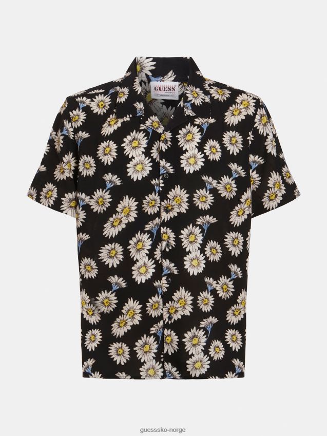 Guess svart all-over skjorte med blomstertrykk svart unisex F0LJ80885