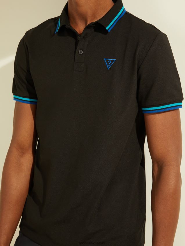 Guess svart logo trekant poloskjorte svart unisex F0LJ801011