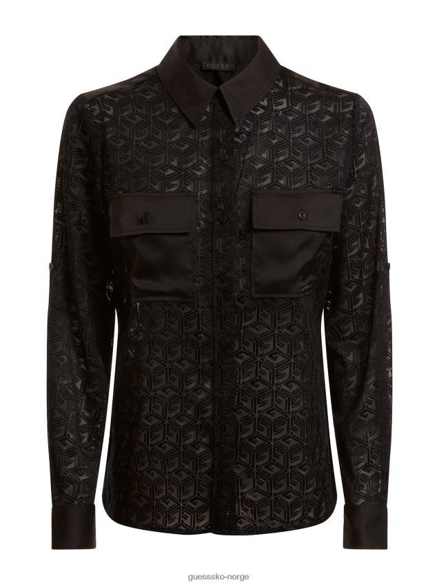 Guess svart skjorte med g-kubetrykk svart unisex F0LJ802747