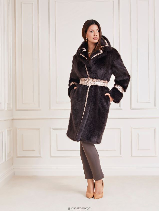 Guess brun marciano fuskepelsfrakk brun unisex F0LJ803535