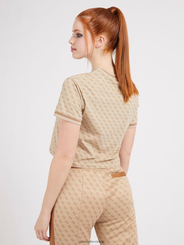 Guess beige over hele logo-t-skjorte beige unisex F0LJ804897