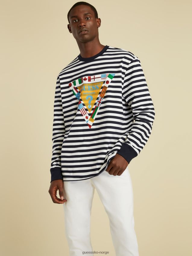 Guess blå multi flagg logo t-skjorte blå multi unisex F0LJ801283