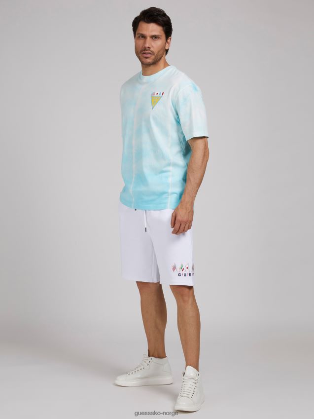 Guess blå multi tie-dye flagg logo t-skjorte blå multi unisex F0LJ801048