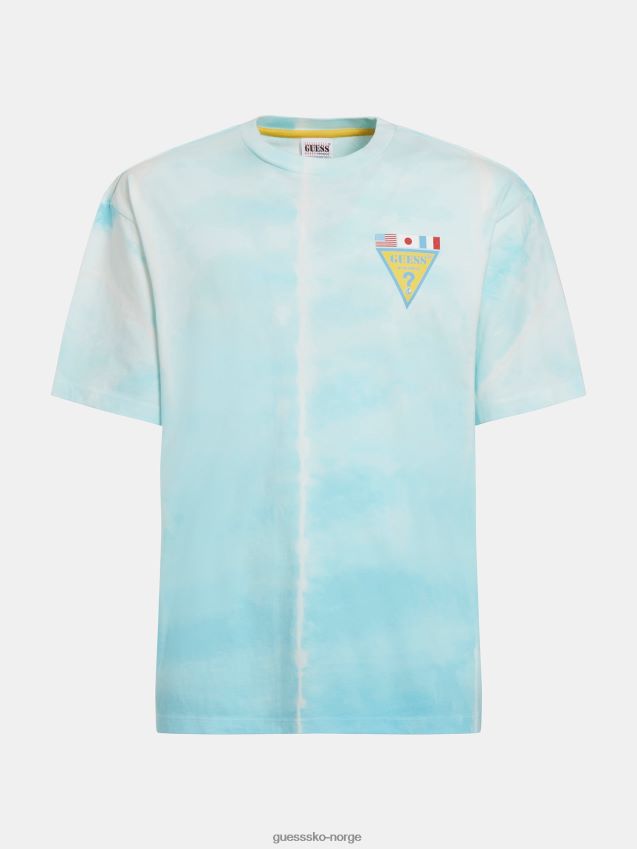 Guess blå multi tie-dye flagg logo t-skjorte blå multi unisex F0LJ801048