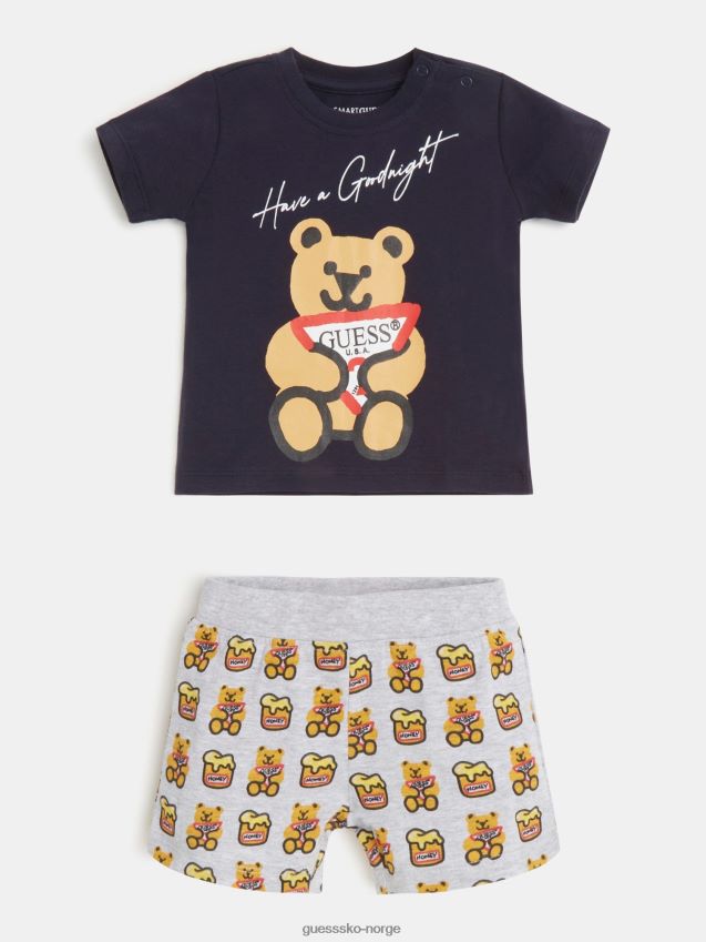 Guess blå t-skjorte og shorts sett blå unisex F0LJ802541