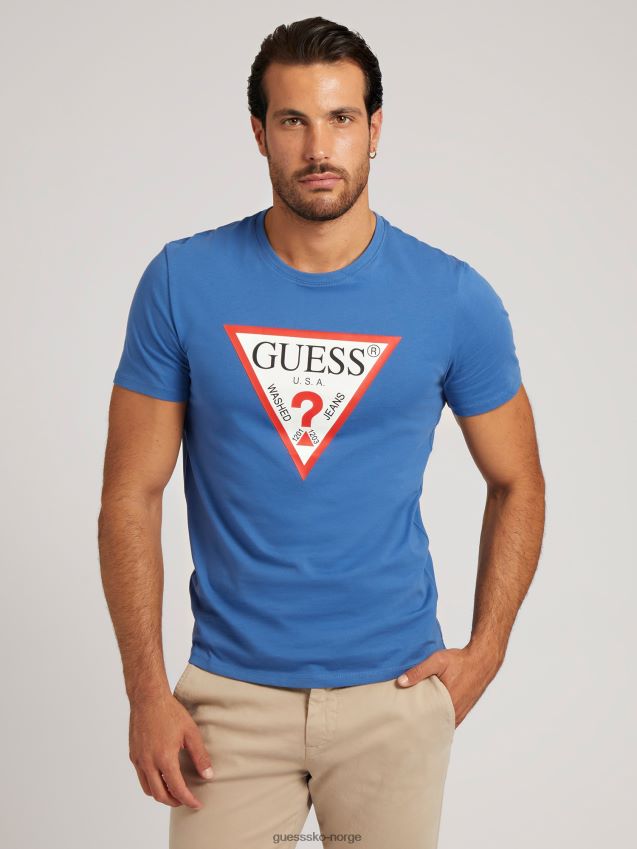 Guess blå trekant logo t-skjorte blå unisex F0LJ8091