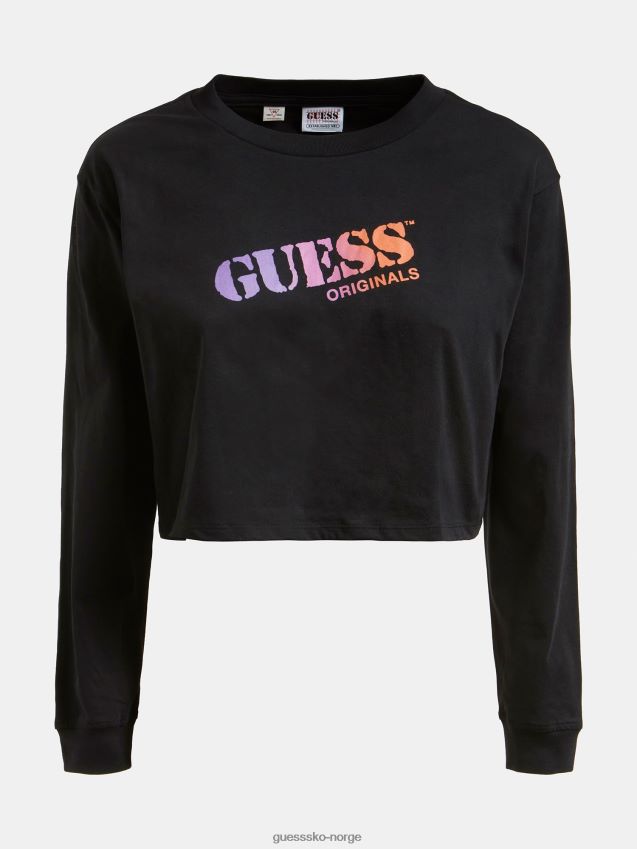 Guess crop t-skjorte logo svart svart unisex F0LJ805783
