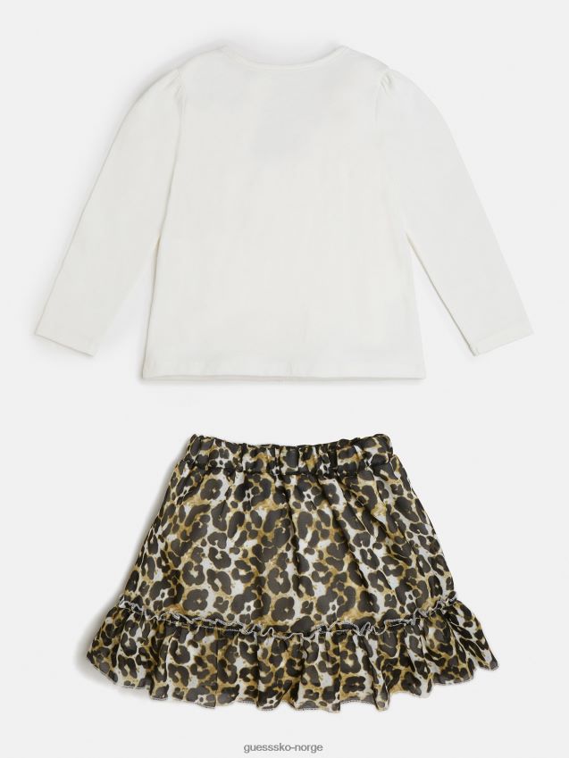 Guess dyrere trykk t-skjorte og skjørt sett hvit hvit unisex F0LJ801719