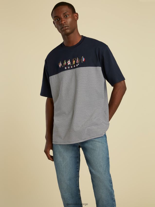 Guess flagg logo t-skjorte blå multi blå multi unisex F0LJ801128