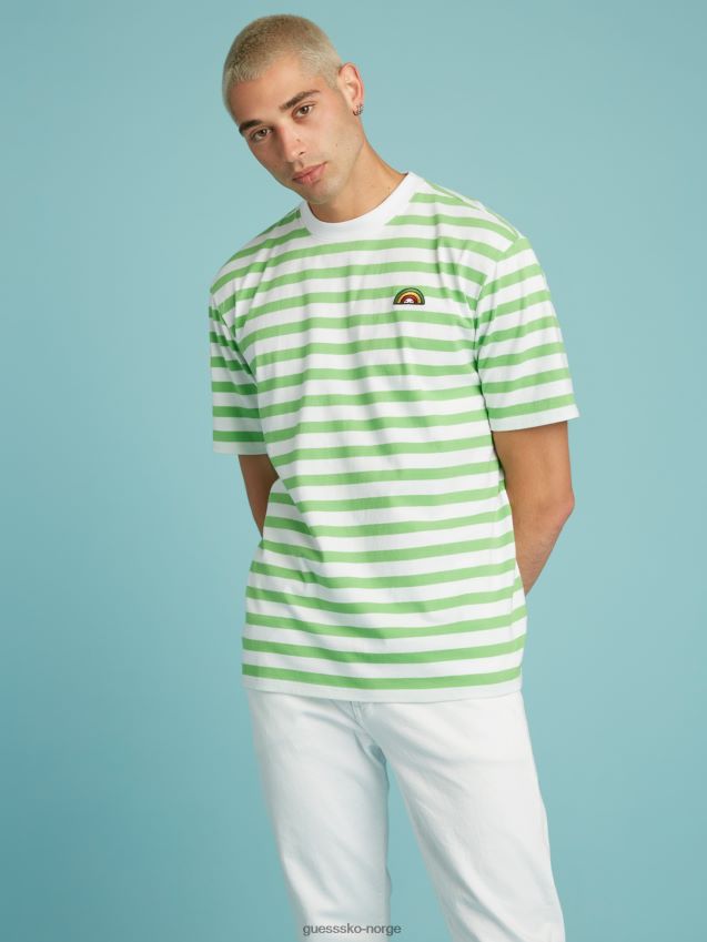 Guess grønn flerstripet t-skjorte grønn multi unisex F0LJ801345
