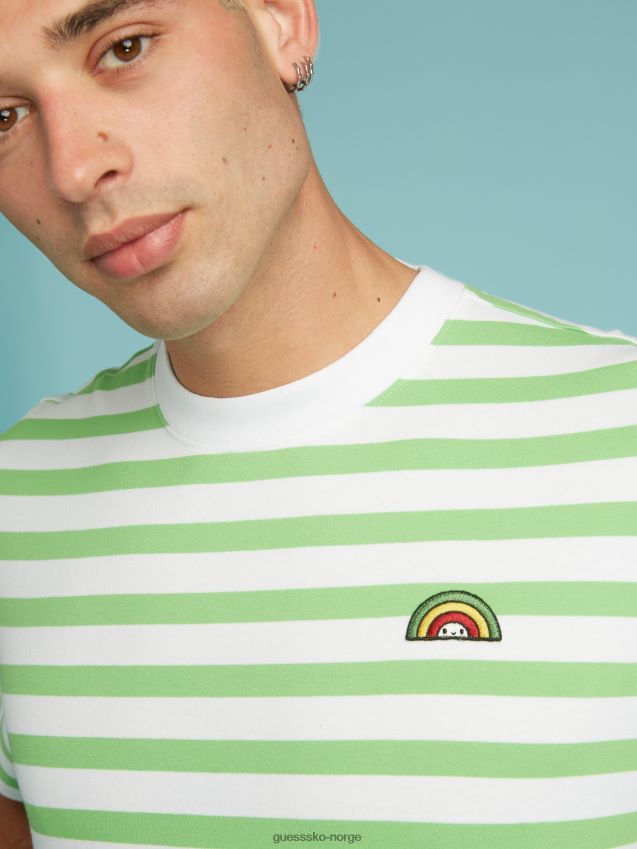 Guess grønn flerstripet t-skjorte grønn multi unisex F0LJ801345