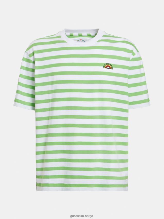 Guess grønn flerstripet t-skjorte grønn multi unisex F0LJ801345