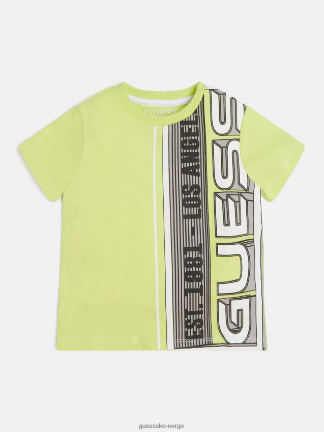 Guess grønn t-skjorte med logo foran grønn unisex F0LJ802066
