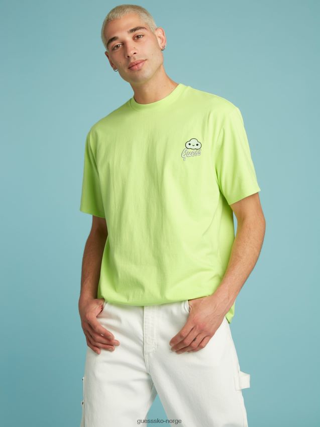 Guess grønt plassert t-skjorte med trykk grønn unisex F0LJ801558