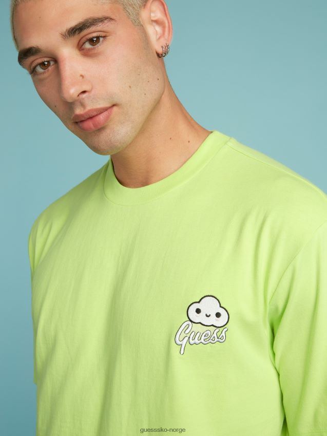 Guess grønt plassert t-skjorte med trykk grønn unisex F0LJ801558