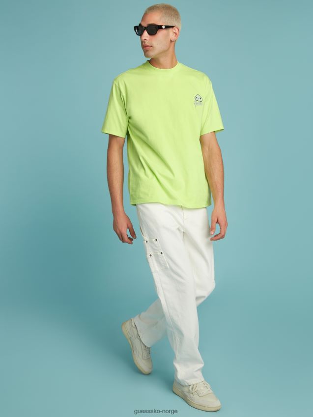 Guess grønt plassert t-skjorte med trykk grønn unisex F0LJ801558