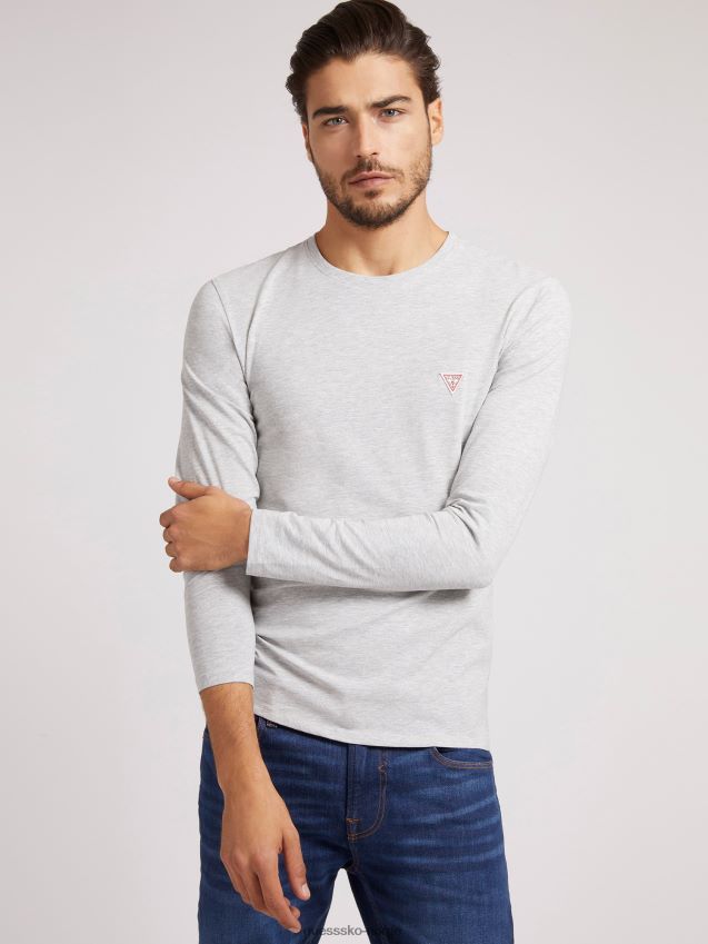 Guess grå superslank langermet t-skjorte grå unisex F0LJ8032