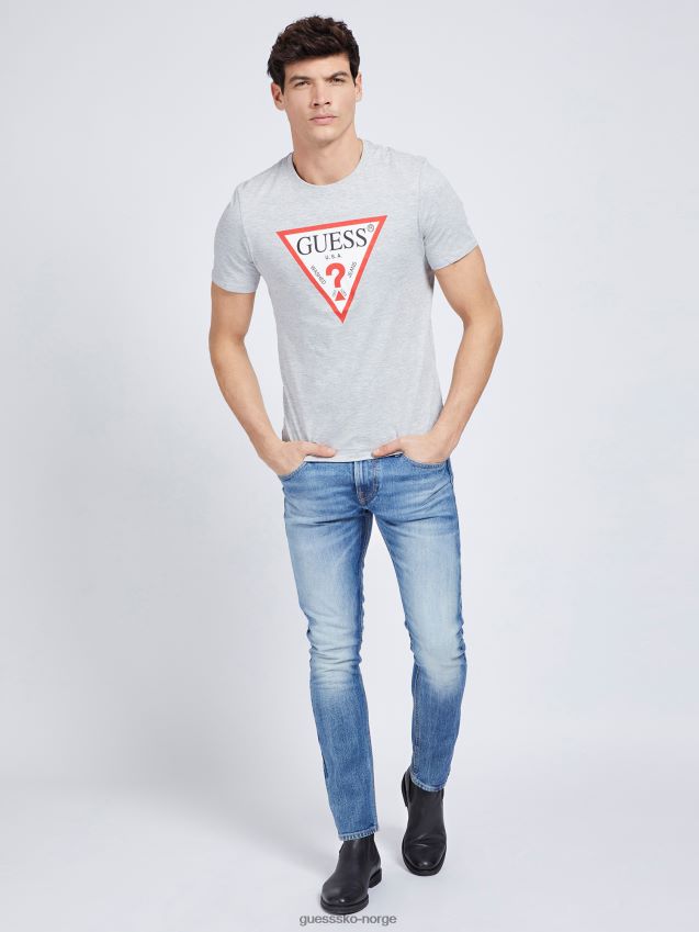 Guess grå trekant logo t-skjorte ny trend grå unisex F0LJ8026