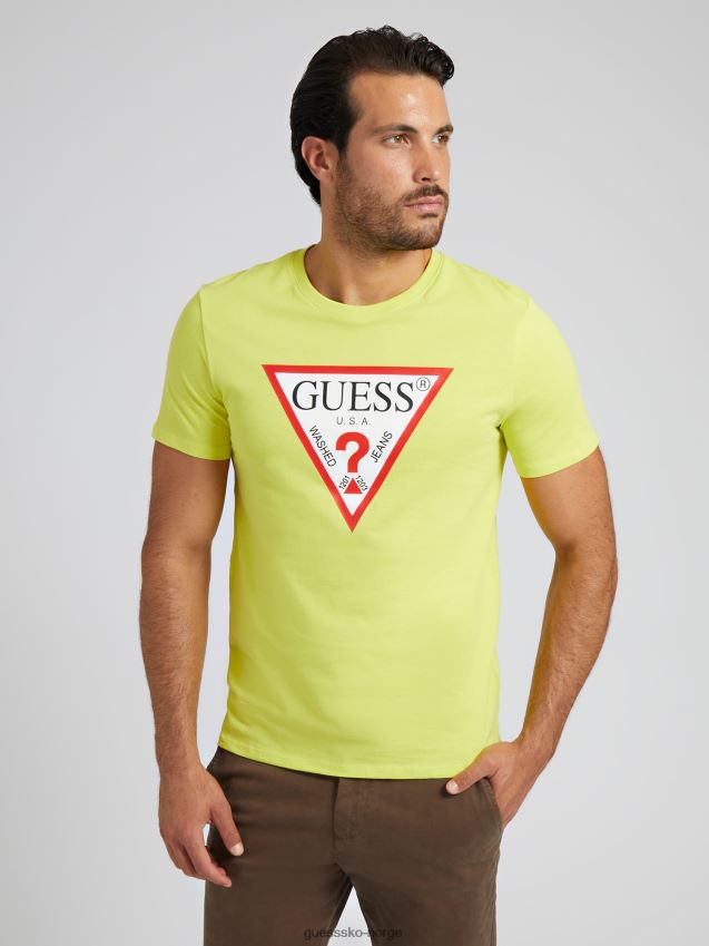 Guess gul trekant logo t-skjorte gul unisex F0LJ8040