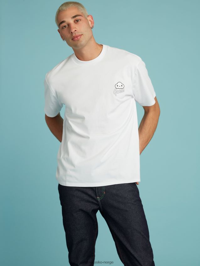Guess hvitt plassert t-skjorte med trykk hvit unisex F0LJ801134