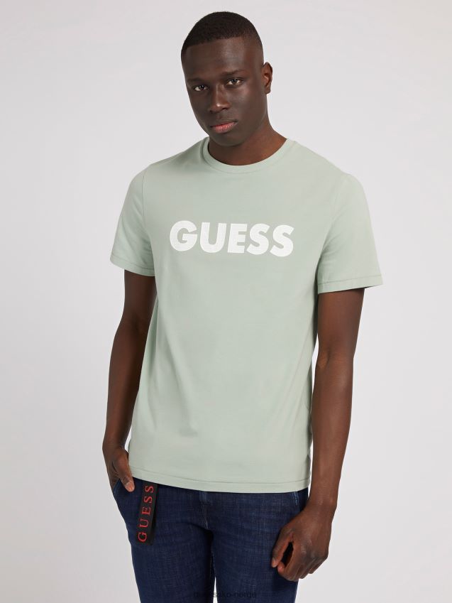 Guess lysegrønn t-skjorte med logo foran lysegrønn unisex F0LJ80206