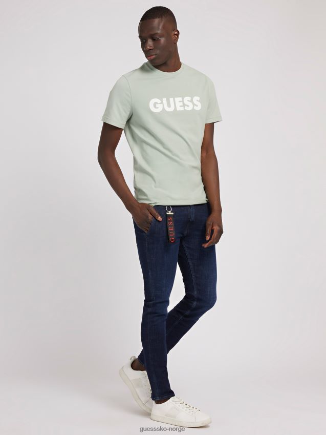 Guess lysegrønn t-skjorte med logo foran lysegrønn unisex F0LJ80206