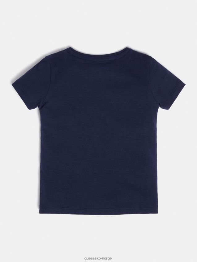 Guess mørk blå t-skjorte med logotrykt foran mørke blå unisex F0LJ802540