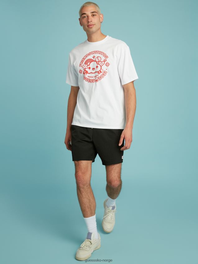 Guess plassert print t-skjorte hvit hvit unisex F0LJ801364