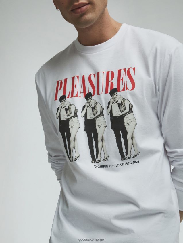 Guess plassert print t-skjorte hvit hvit unisex F0LJ801422