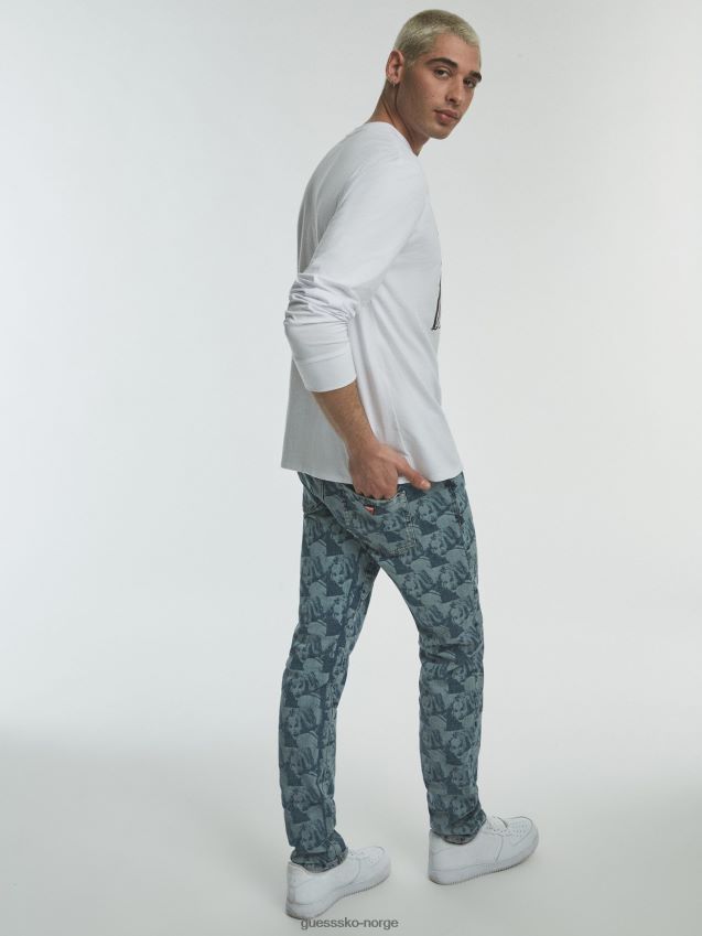 Guess plassert print t-skjorte hvit hvit unisex F0LJ801422