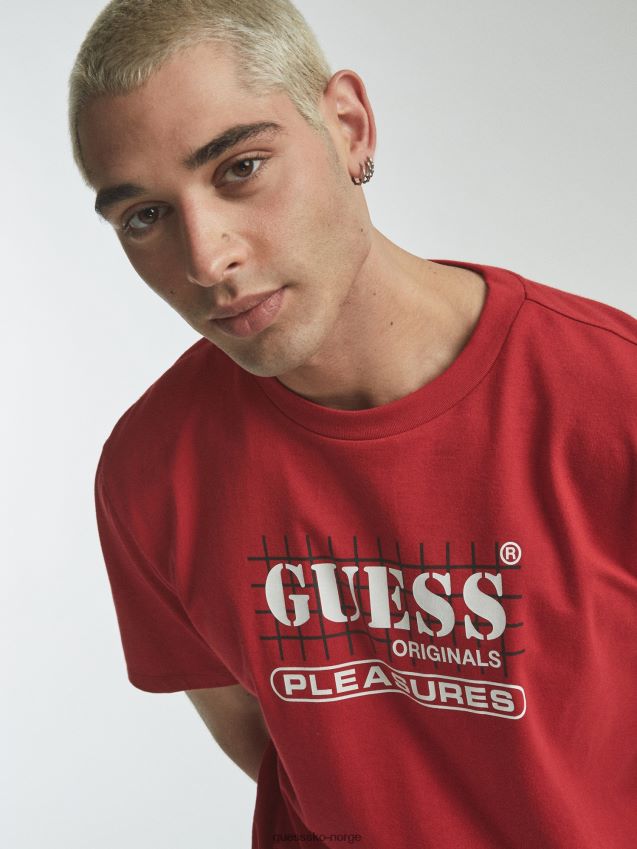 Guess rød t-skjorte med logo foran rød unisex F0LJ801299