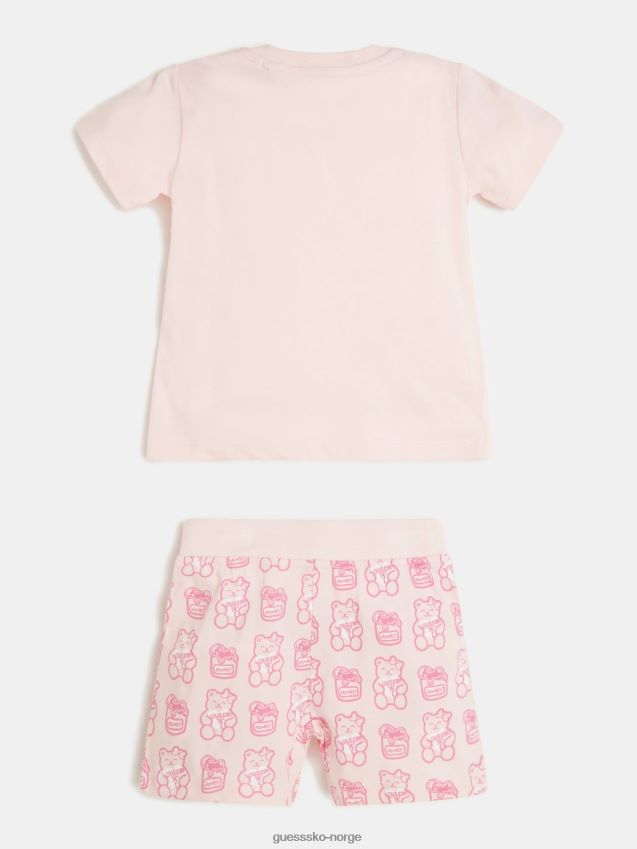 Guess rosa t-skjorte og shortssett rosa unisex F0LJ802264