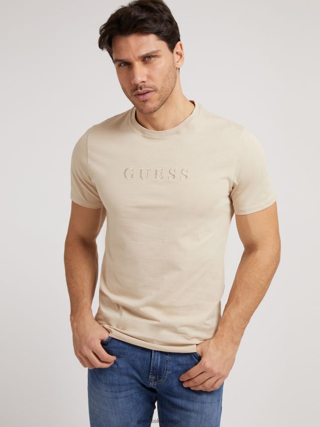 Guess ton-i-ton logo t-skjorte beige beige unisex F0LJ80886