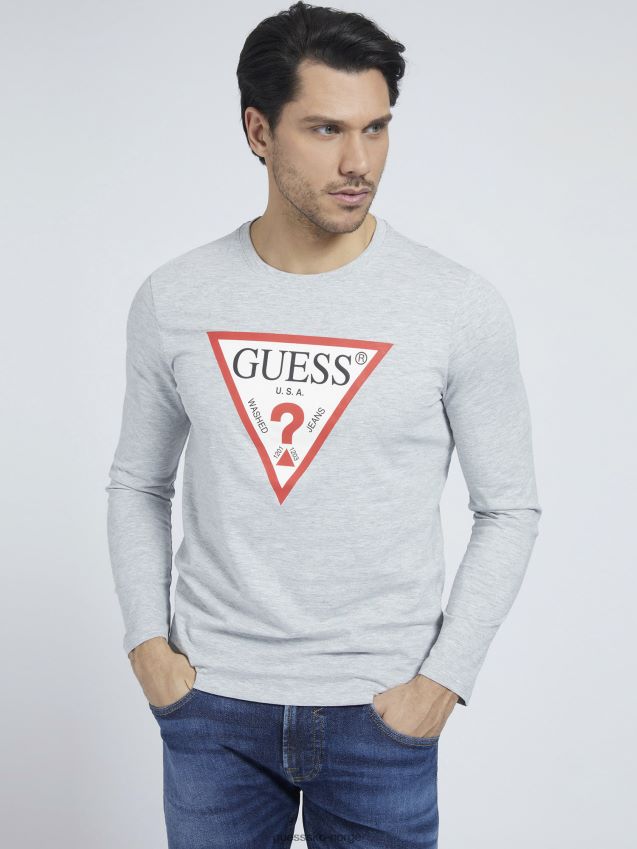 Guess trekant logo t-skjorte grå grå unisex F0LJ8067