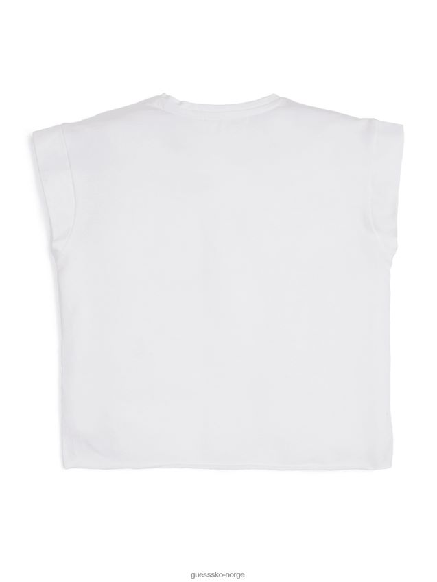 Guess ekte hvit beskåret logo-t-skjorte (7-14) ekte hvit unisex F0LJ8011492