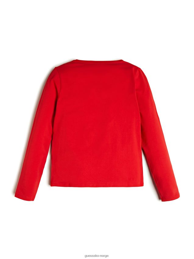 Guess hjertelogo langermet t-skjorte (7-14) nødvendig rød nødvendig rødt unisex F0LJ8011423