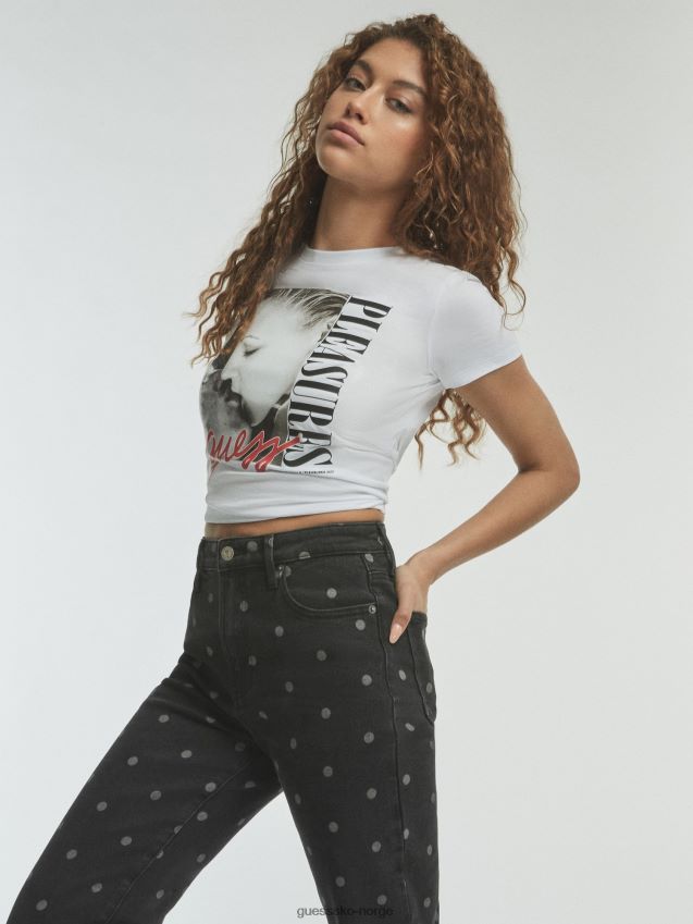 Guess hvit plassert print crop top hvit unisex F0LJ805791
