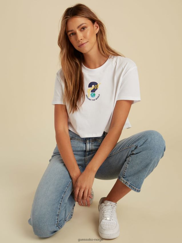 Guess logo foran crop top hvit hvit unisex F0LJ806537