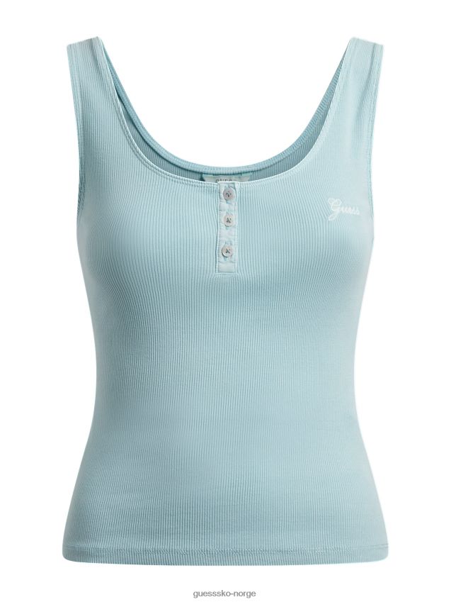 Guess lyseblå topp med knapp foran lyse blå unisex F0LJ802926