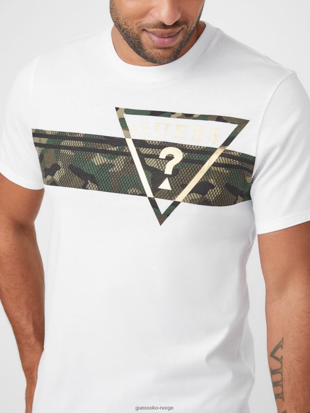 Guess pekah camo-print logo t-skjorte ren hvit Ren hvit unisex F0LJ808084