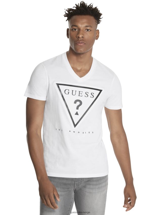 Guess taft-t-skjorte med preget logo ren hvit Ren hvit unisex F0LJ808487