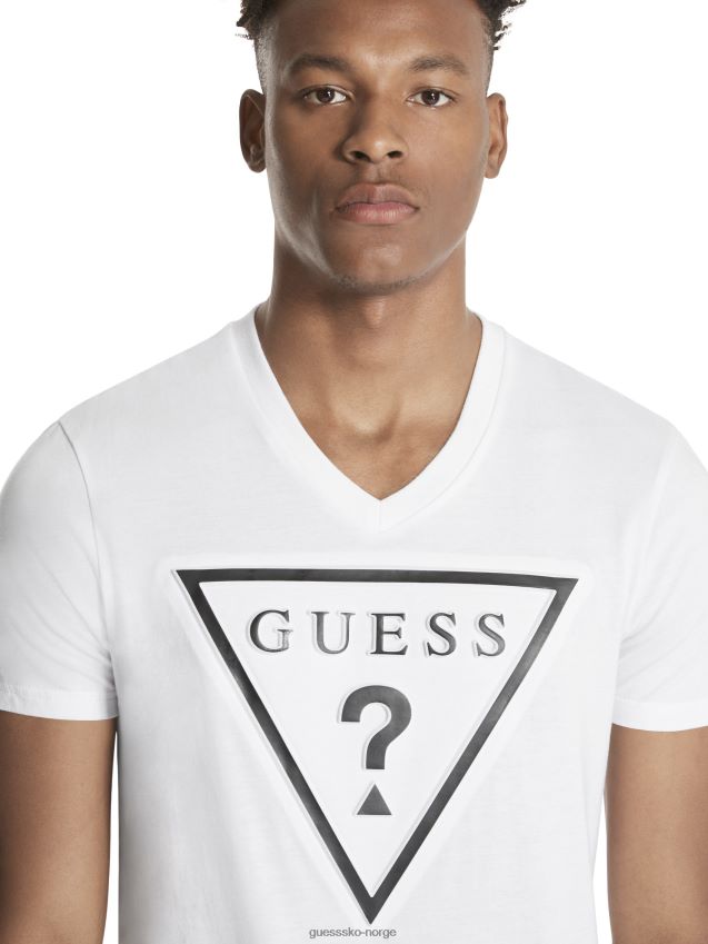 Guess taft-t-skjorte med preget logo ren hvit Ren hvit unisex F0LJ808487